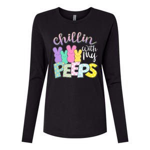 Cute Easter Chillin With My Peeps Candy Bunnies Womens Cotton Relaxed Long Sleeve T-Shirt