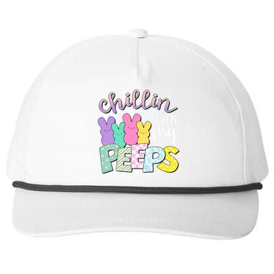 Cute Easter Chillin With My Peeps Candy Bunnies Snapback Five-Panel Rope Hat