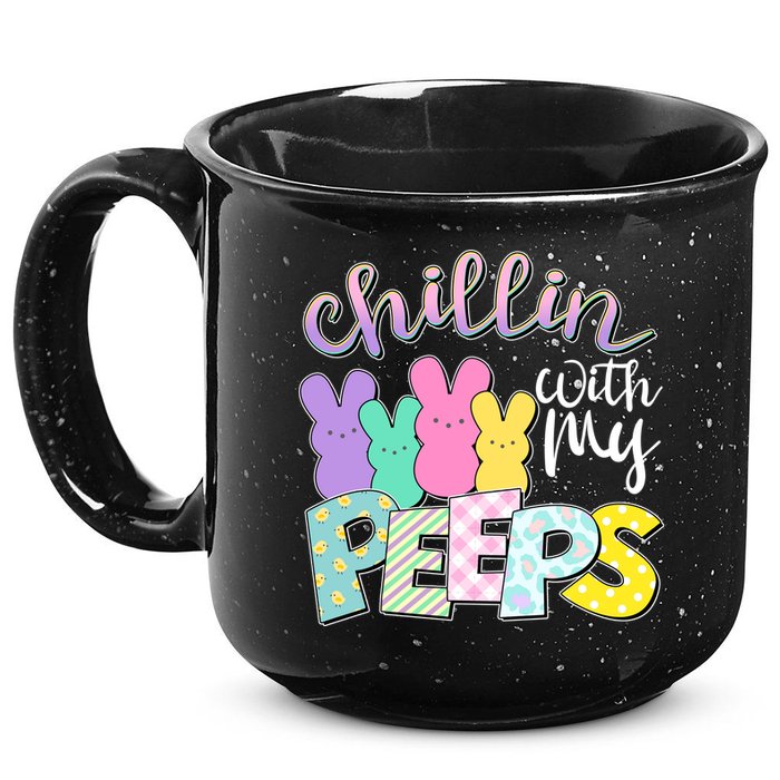 Cute Easter Chillin With My Peeps Candy Bunnies 15oz Campfire Ceramic Mug