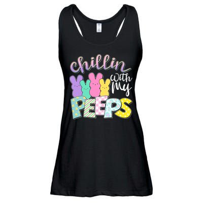 Cute Easter Chillin With My Peeps Candy Bunnies Ladies Essential Flowy Tank