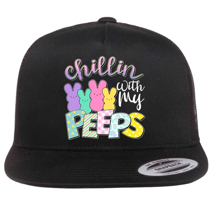 Cute Easter Chillin With My Peeps Candy Bunnies Flatbill Hat