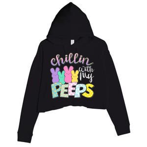 Cute Easter Chillin With My Peeps Candy Bunnies Crop Fleece Hoodie