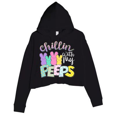 Cute Easter Chillin With My Peeps Candy Bunnies Crop Fleece Hoodie