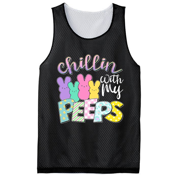 Cute Easter Chillin With My Peeps Candy Bunnies Mesh Reversible Basketball Jersey Tank