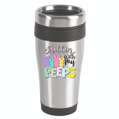 Cute Easter Chillin With My Peeps Candy Bunnies 16oz Travel Tumbler