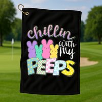 Cute Easter Chillin With My Peeps Candy Bunnies Golf Towel