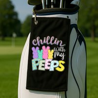 Cute Easter Chillin With My Peeps Candy Bunnies Golf Towel