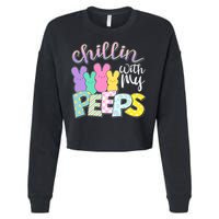 Cute Easter Chillin With My Peeps Candy Bunnies Cropped Pullover Crew