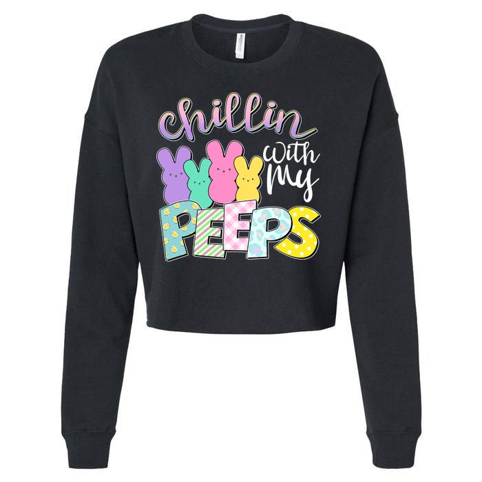 Cute Easter Chillin With My Peeps Candy Bunnies Cropped Pullover Crew