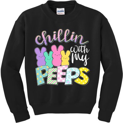 Cute Easter Chillin With My Peeps Candy Bunnies Kids Sweatshirt