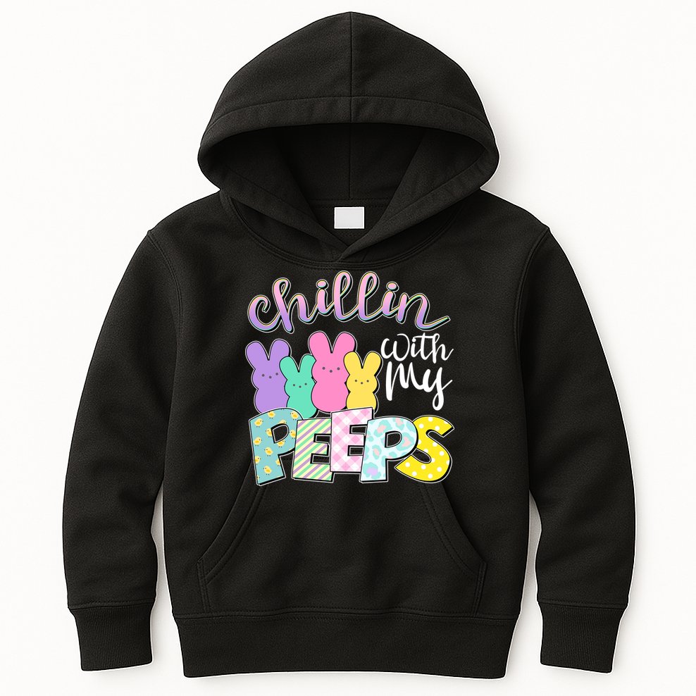 Cute Easter Chillin With My Peeps Candy Bunnies Kids Hoodie