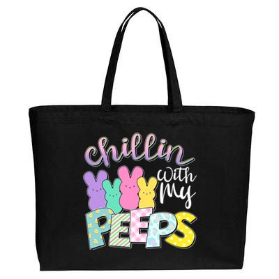 Cute Easter Chillin With My Peeps Candy Bunnies Cotton Canvas Jumbo Tote