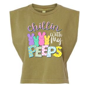 Cute Easter Chillin With My Peeps Candy Bunnies Garment-Dyed Women's Muscle Tee