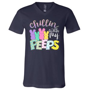 Cute Easter Chillin With My Peeps Candy Bunnies V-Neck T-Shirt