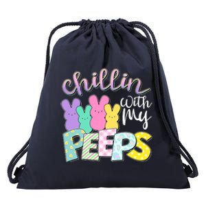 Cute Easter Chillin With My Peeps Candy Bunnies Drawstring Bag