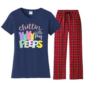 Cute Easter Chillin With My Peeps Candy Bunnies Women's Flannel Pajama Set