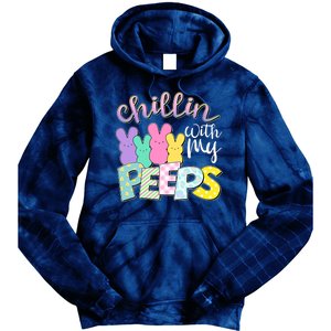 Cute Easter Chillin With My Peeps Candy Bunnies Tie Dye Hoodie