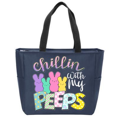 Cute Easter Chillin With My Peeps Candy Bunnies Zip Tote Bag