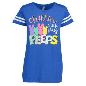 Cute Easter Chillin With My Peeps Candy Bunnies Enza Ladies Jersey Football T-Shirt