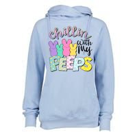 Cute Easter Chillin With My Peeps Candy Bunnies Womens Funnel Neck Pullover Hood