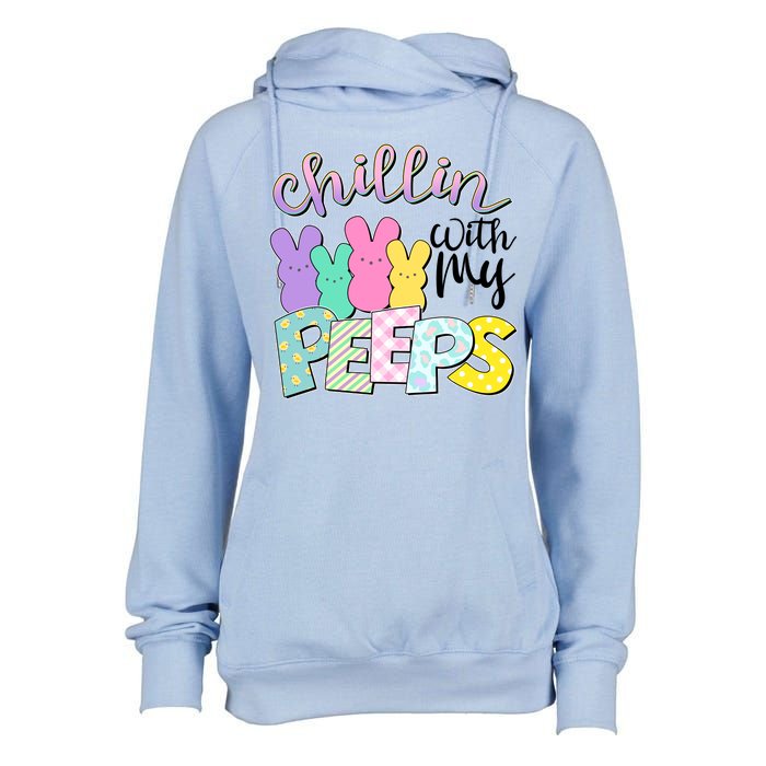 Cute Easter Chillin With My Peeps Candy Bunnies Womens Funnel Neck Pullover Hood