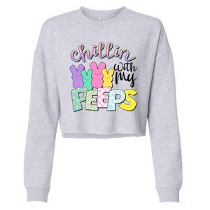 Cute Easter Chillin With My Peeps Candy Bunnies Cropped Pullover Crew