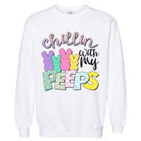 Cute Easter Chillin With My Peeps Candy Bunnies Garment-Dyed Sweatshirt