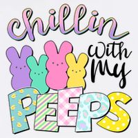 Cute Easter Chillin With My Peeps Candy Bunnies Garment-Dyed Sweatshirt