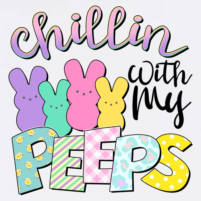 Cute Easter Chillin With My Peeps Candy Bunnies Garment-Dyed Sweatshirt