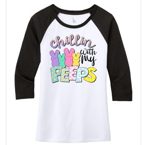 Cute Easter Chillin With My Peeps Candy Bunnies Women's Tri-Blend 3/4-Sleeve Raglan Shirt