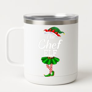 Chef Elf Christmas Costume Matching Family Elf Squad 12 oz Stainless Steel Tumbler Cup