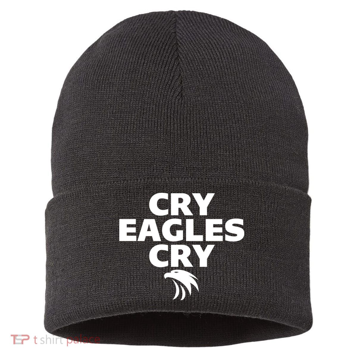 Cry Eagles Cry Funny Anti Eagles Sustainable Knit Beanie