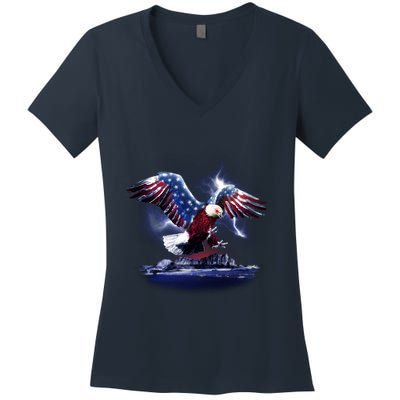 Cyborg Eagle Women's V-Neck T-Shirt