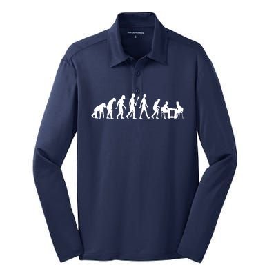 Chess Evolution Chess Board Chess Gift Silk Touch Performance Long Sleeve Polo