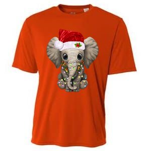 Cute Elephant Christmas Light Funny Elephant Lover Xmas Gift Cooling Performance Crew T-Shirt