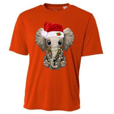 Cute Elephant Christmas Light Funny Elephant Lover Xmas Gift Cooling Performance Crew T-Shirt