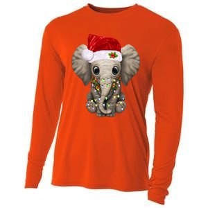 Cute Elephant Christmas Light Funny Elephant Lover Xmas Gift Cooling Performance Long Sleeve Crew