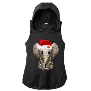 Cute Elephant Christmas Light Funny Elephant Lover Xmas Gift Ladies PosiCharge Tri-Blend Wicking Draft Hoodie Tank