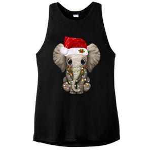 Cute Elephant Christmas Light Funny Elephant Lover Xmas Gift Ladies PosiCharge Tri-Blend Wicking Tank