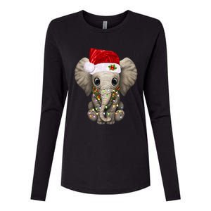 Cute Elephant Christmas Light Funny Elephant Lover Xmas Gift Womens Cotton Relaxed Long Sleeve T-Shirt