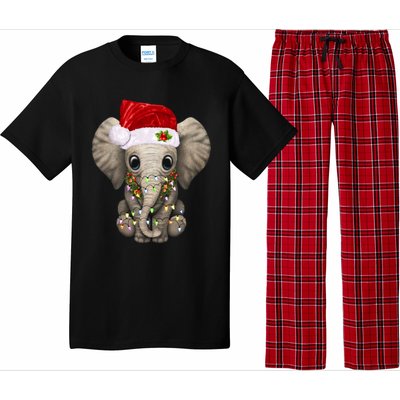 Cute Elephant Christmas Light Funny Elephant Lover Xmas Gift Pajama Set