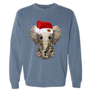 Cute Elephant Christmas Light Funny Elephant Lover Xmas Gift Garment-Dyed Sweatshirt