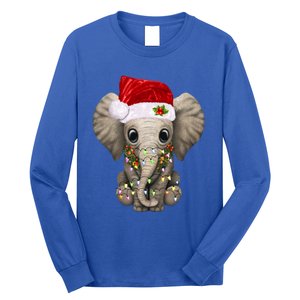 Cute Elephant Christmas Light Funny Elephant Lover Xmas Gift Long Sleeve Shirt