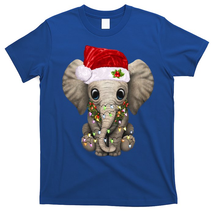 Cute Elephant Christmas Light Funny Elephant Lover Xmas Gift T-Shirt