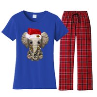 Cute Elephant Christmas Light Funny Elephant Lover Xmas Gift Women's Flannel Pajama Set