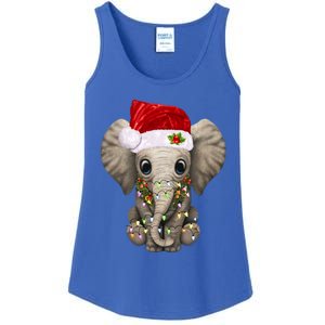 Cute Elephant Christmas Light Funny Elephant Lover Xmas Gift Ladies Essential Tank