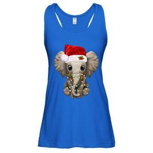 Cute Elephant Christmas Light Funny Elephant Lover Xmas Gift Ladies Essential Flowy Tank