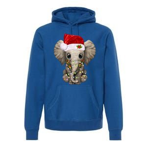 Cute Elephant Christmas Light Funny Elephant Lover Xmas Gift Premium Hoodie