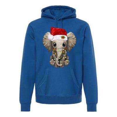 Cute Elephant Christmas Light Funny Elephant Lover Xmas Gift Premium Hoodie