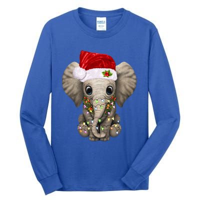 Cute Elephant Christmas Light Funny Elephant Lover Xmas Gift Tall Long Sleeve T-Shirt